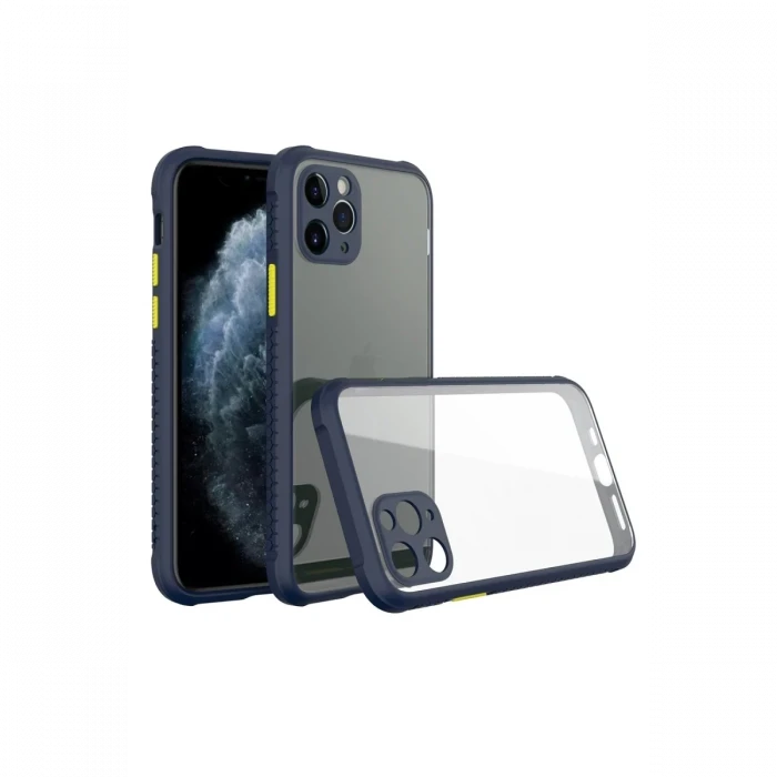 Newface Apple iPhone 11 Pro Max Kılıf Miami Şeffaf Silikon - Lacivert