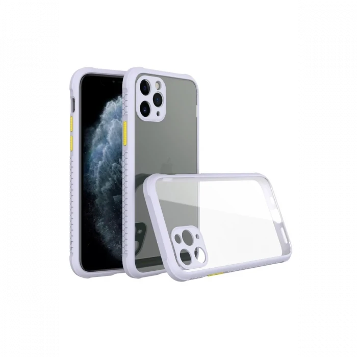 Newface Apple iPhone 11 Pro Max Kılıf Miami Şeffaf Silikon - Lila