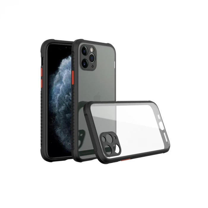 Newface Apple iPhone 11 Pro Max Kılıf Miami Şeffaf Silikon - Siyah