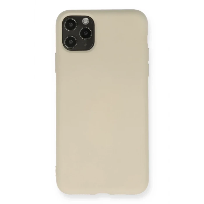 Newface Apple iPhone 11 Pro Max Kılıf Nano içi Kadife Silikon - Bej