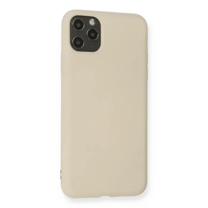 Newface Apple iPhone 11 Pro Max Kılıf Nano içi Kadife Silikon - Bej
