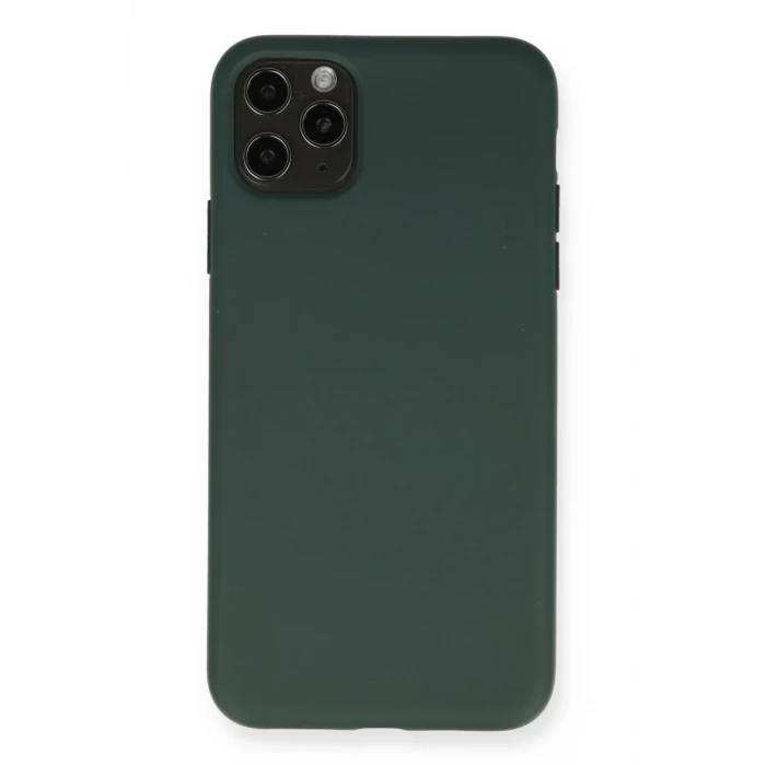 Newface Apple iPhone 11 Pro Max Kılıf Nano içi Kadife Silikon - Koyu Yeşil