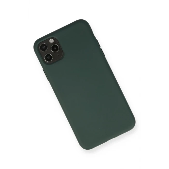 Newface Apple iPhone 11 Pro Max Kılıf Nano içi Kadife Silikon - Koyu Yeşil