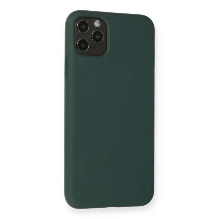 Newface Apple iPhone 11 Pro Max Kılıf Nano içi Kadife Silikon - Koyu Yeşil