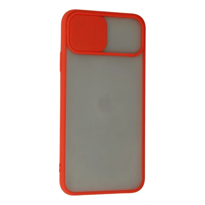 Newface Apple iPhone 11 Pro Max Kılıf Palm Buzlu Kamera Sürgülü Silikon - Kırmızı