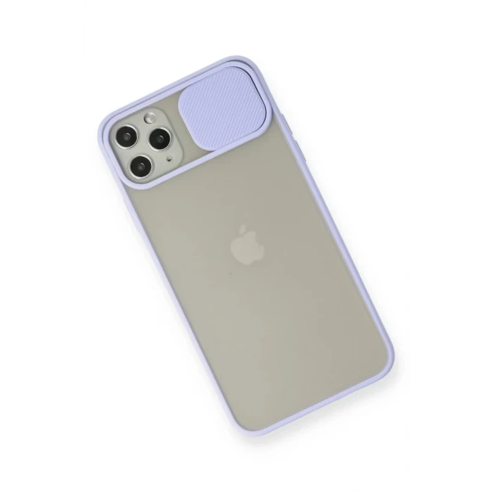 Newface Apple iPhone 11 Pro Max Kılıf Palm Buzlu Kamera Sürgülü Silikon - Lila