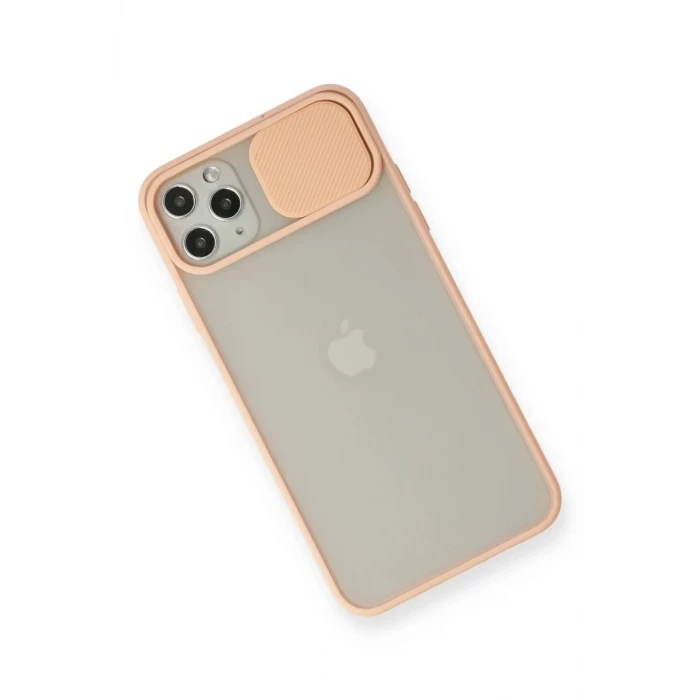 Newface Apple iPhone 11 Pro Max Kılıf Palm Buzlu Kamera Sürgülü Silikon - Pembe