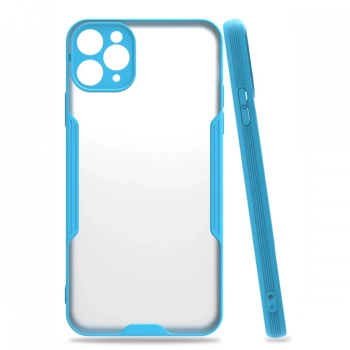 Newface Apple iPhone 11 Pro Max Kılıf Platin Silikon - Mavi