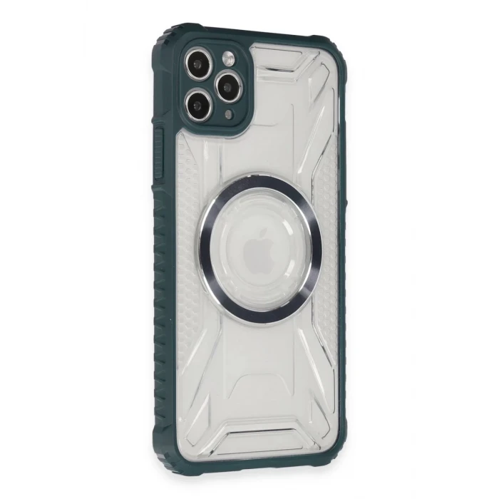 Newface Apple iPhone 11 Pro Max Kılıf Prag Magneticsafe Kapak - Koyu Yeşil