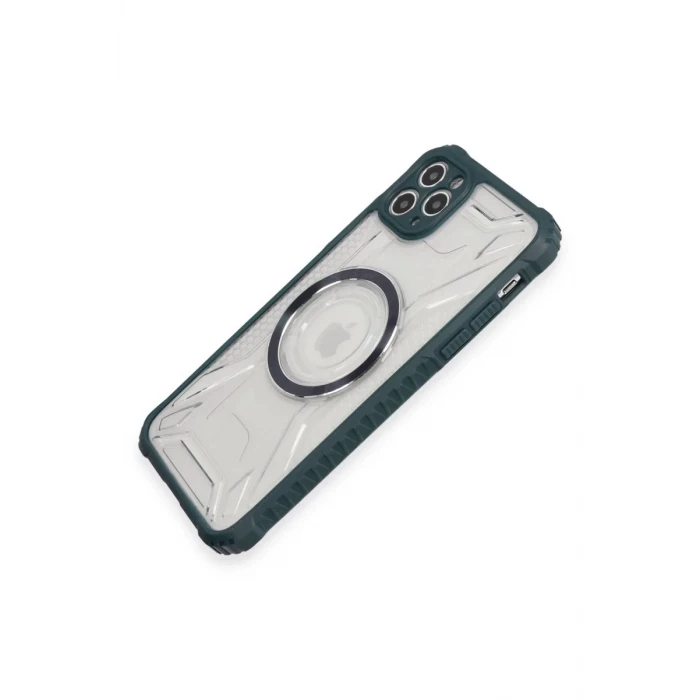 Newface Apple iPhone 11 Pro Max Kılıf Prag Magneticsafe Kapak - Koyu Yeşil
