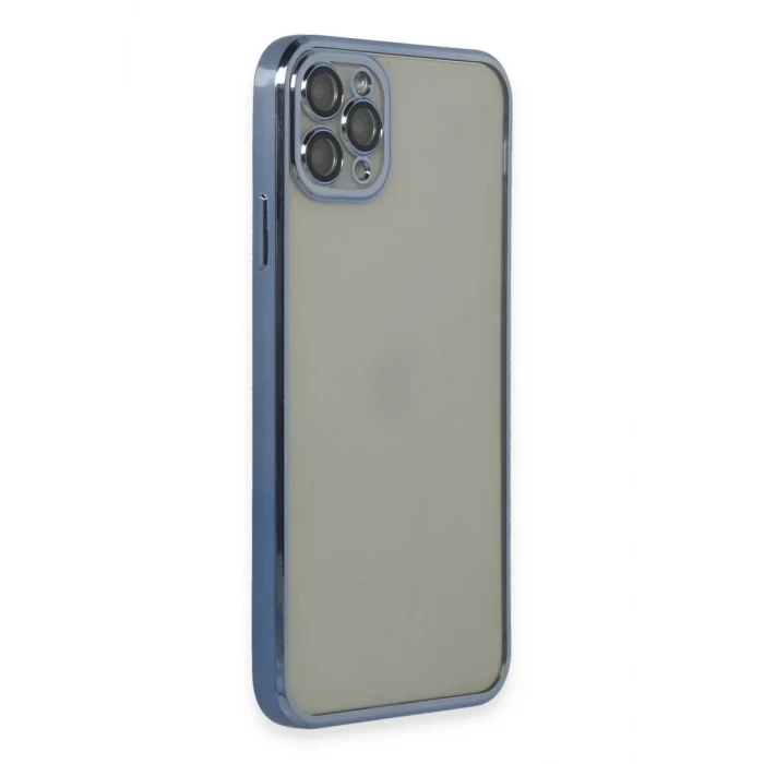 Newface Apple iPhone 11 Pro Max Kılıf Razer Lensli Silikon - Açık Mavi