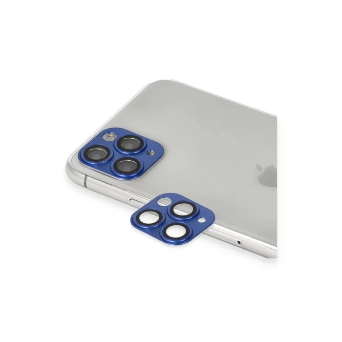 Newface Apple iPhone 11 Pro Max Pers Alüminyum Kamera Lens - Lacivert