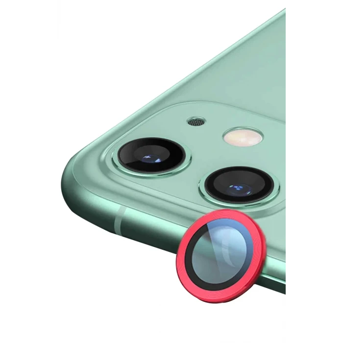 Newface Apple iPhone 11 Raze Metal Kamera Lens - Kırmızı