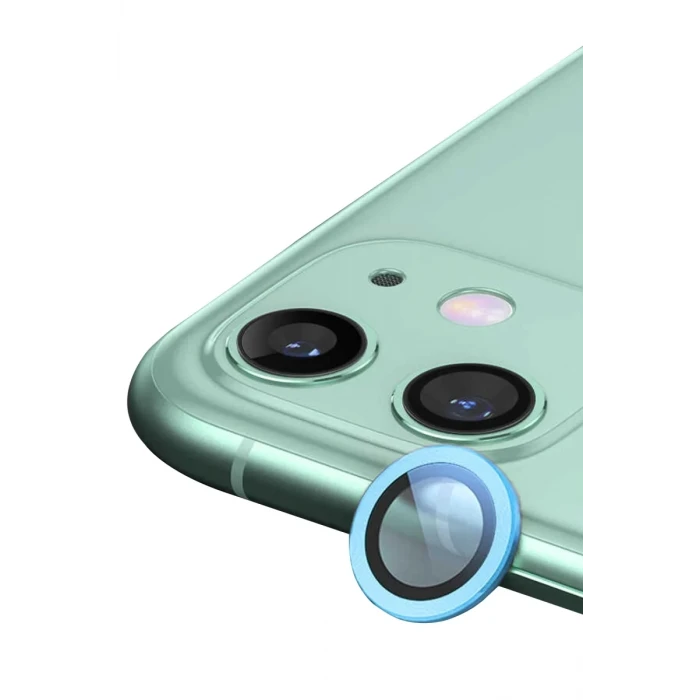 Newface Apple iPhone 11 Raze Metal Kamera Lens - Mavi