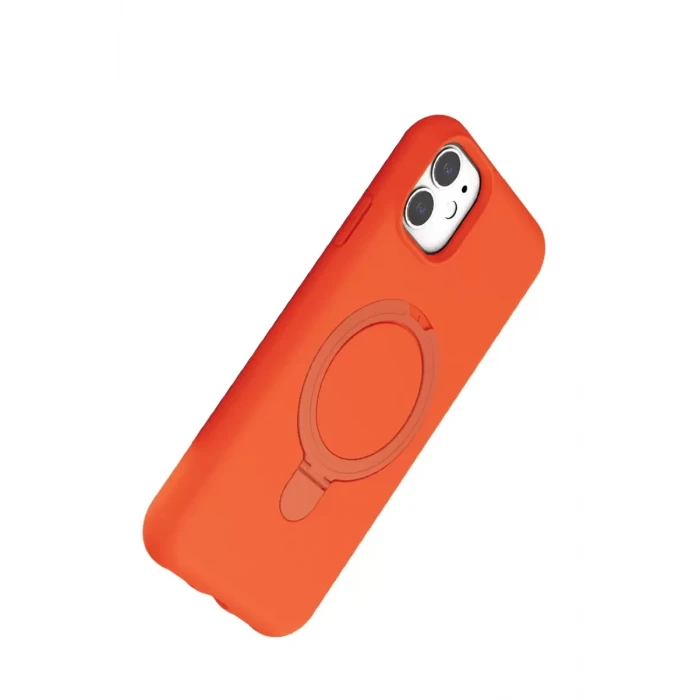 Newface Apple iPhone 11 Regal Magsafe Standlı Kapak - Turuncu