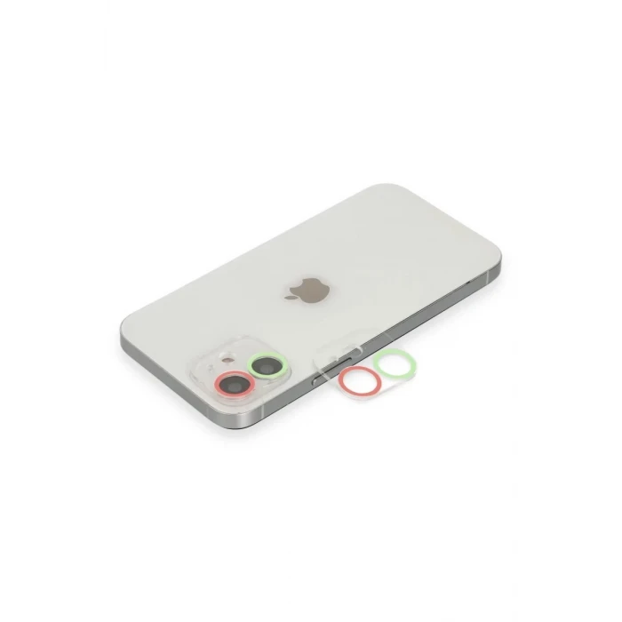 Newface Apple iPhone 11 Renkli Kamera Lens Koruma Cam - Yeşil-Pembe