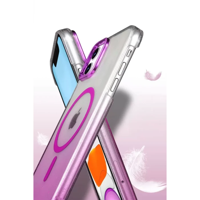Newface Apple iPhone 12 Glossy Magsafe Kapak - Mavi