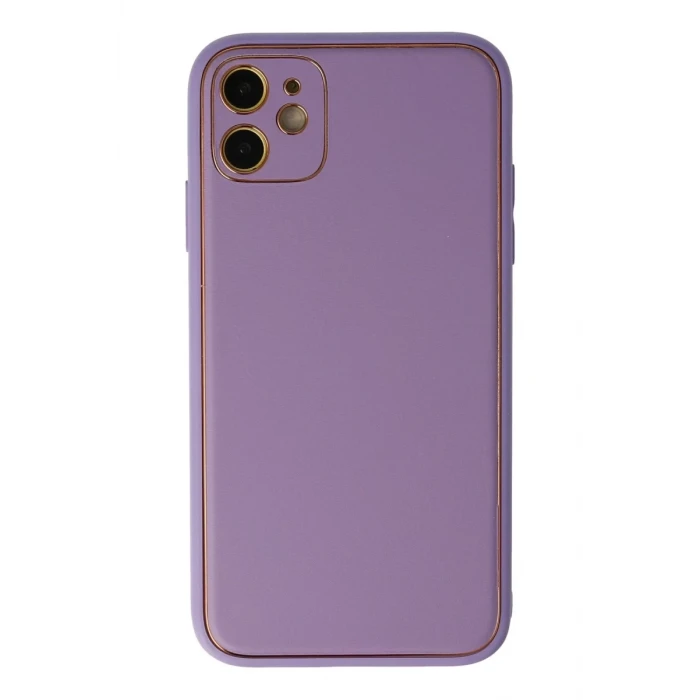 Newface Apple iPhone 12 Kılıf Coco Deri Silikon Kapak - Lila