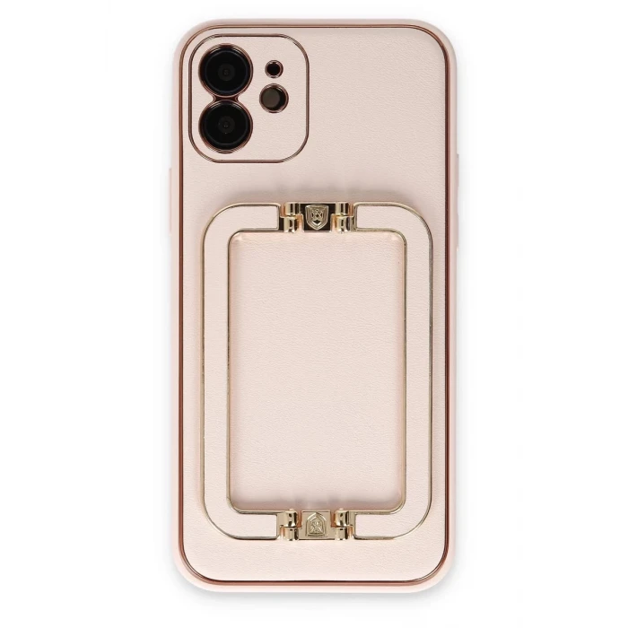 Newface Apple iPhone 12 Kılıf Coco Elit Kapak - Pudra