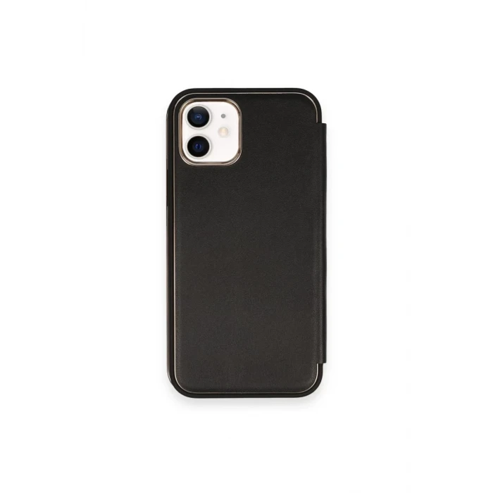 Newface Apple iPhone 12 Kılıf Dolpin Kapaklı - Siyah