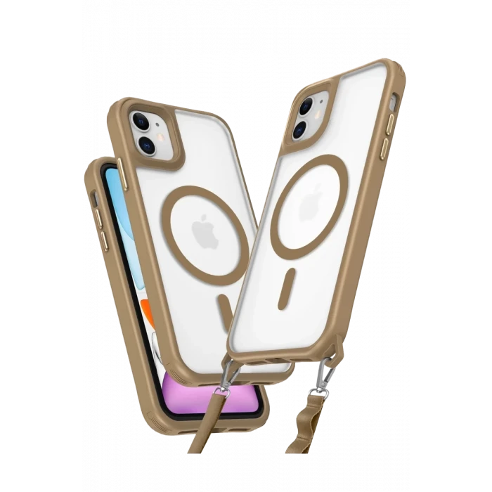 Newface Apple iPhone 12 Kılıf Enka Magsafe Silikon Kılıf - Desert