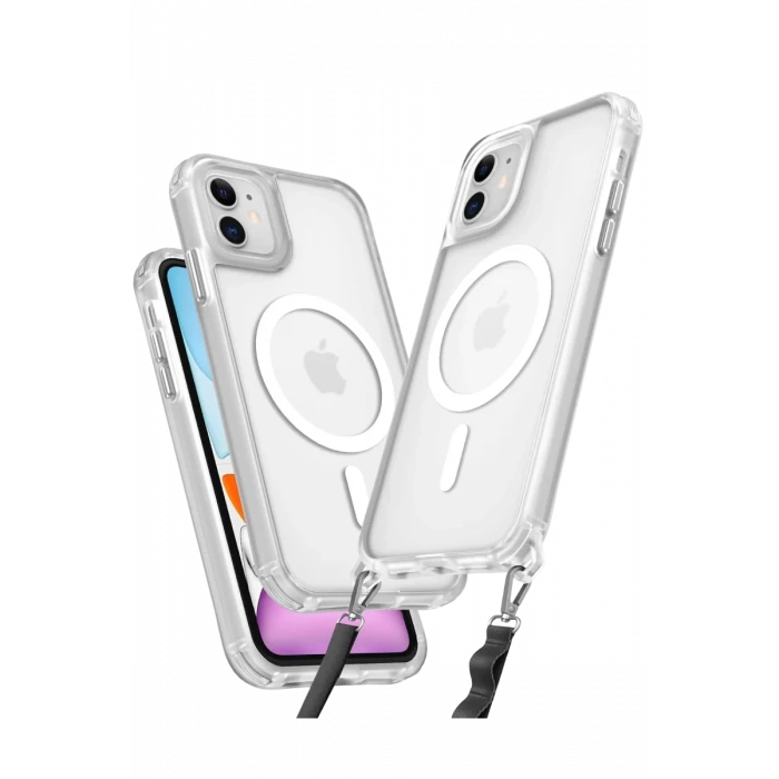 Newface Apple iPhone 12 Kılıf Enka Magsafe Silikon Kılıf - Şeffaf