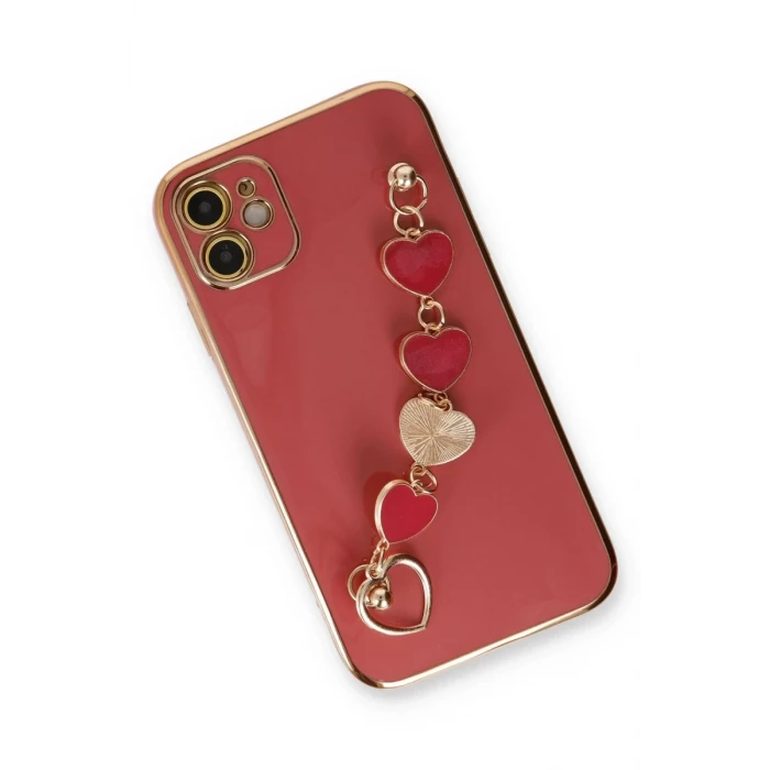 Newface Apple iPhone 12 Kılıf Esila Silikon - Kırmızı