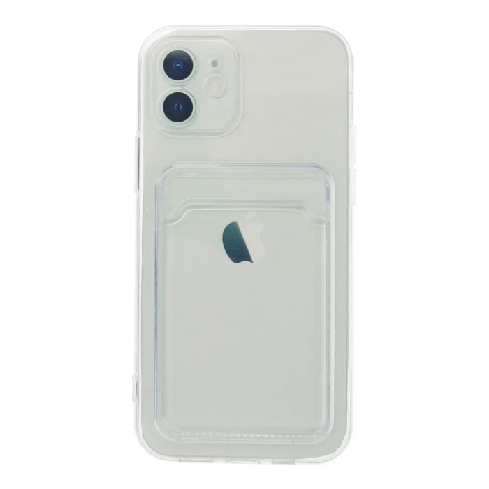 Newface Apple iPhone 12 Kılıf Kart Şeffaf Silikon - Şeffaf