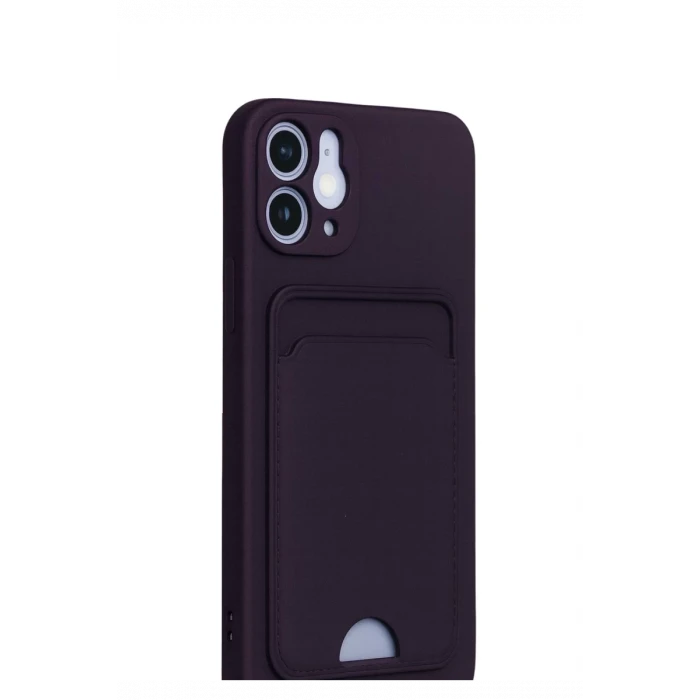 Newface Apple iPhone 12 Kılıf Kelvin Kartvizitli Silikon - Derin Mor