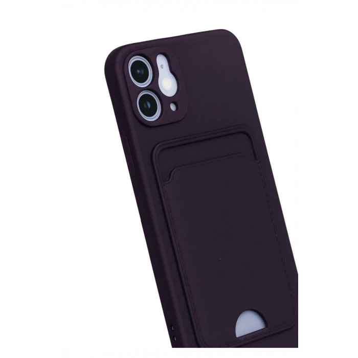 Newface Apple iPhone 12 Kılıf Kelvin Kartvizitli Silikon - Derin Mor