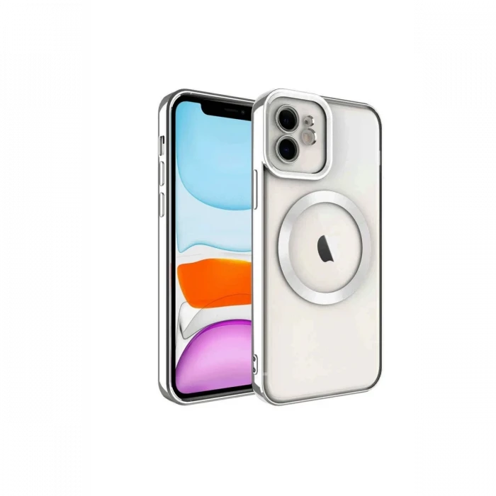 Newface Apple iPhone 12 Kılıf Kross Magneticsafe Kapak - Gümüş