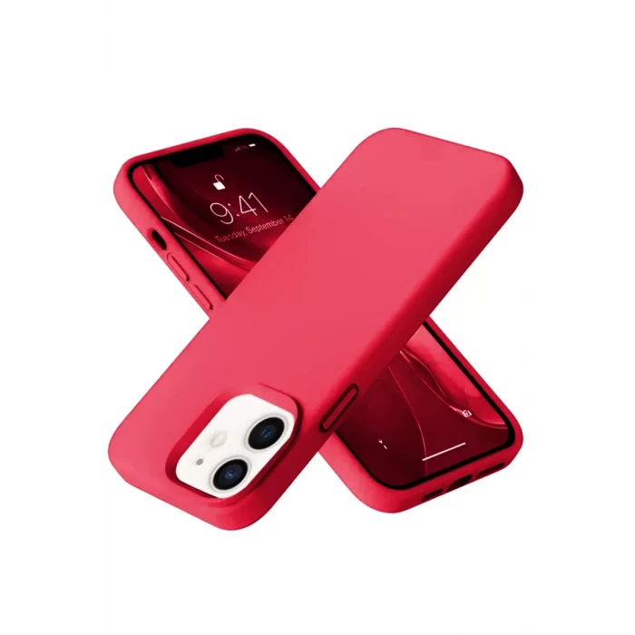 Newface Apple iPhone 12 Kılıf Nano içi Kadife Silikon - Kırmızı