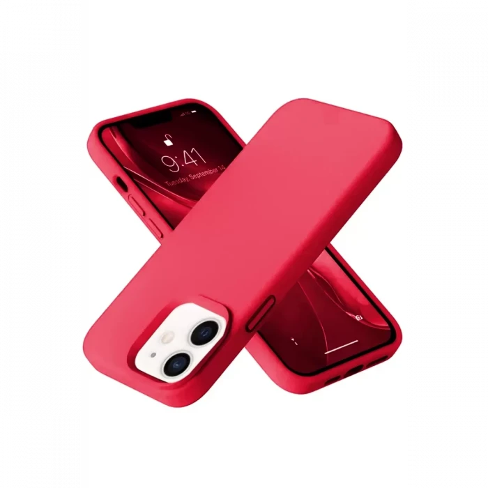Newface Apple iPhone 12 Kılıf Nano içi Kadife Silikon - Kırmızı