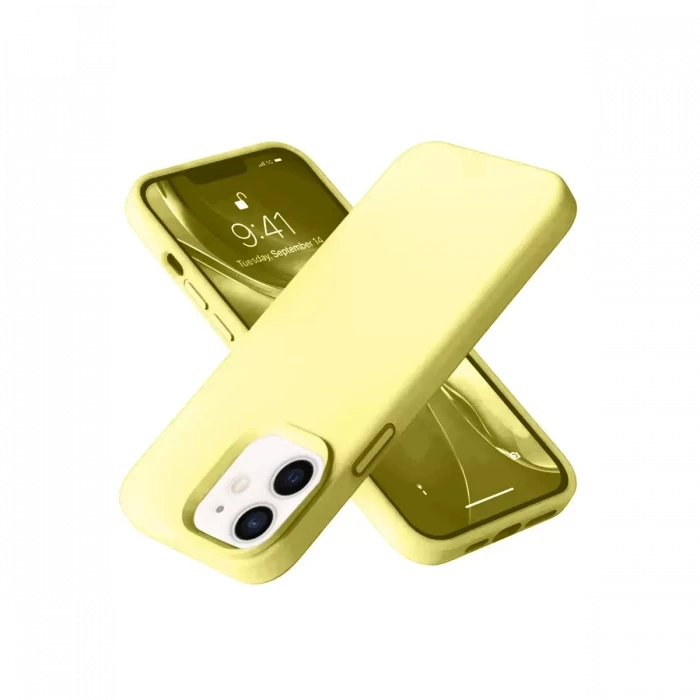 Newface Apple iPhone 12 Kılıf Nano içi Kadife Silikon- Sarı
