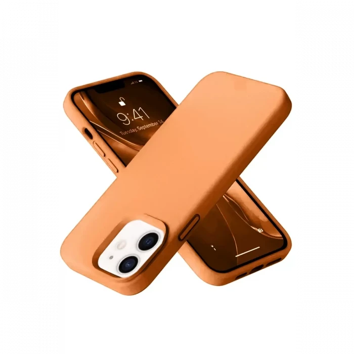 Newface Apple iPhone 12 Kılıf Nano içi Kadife Silikon - Turuncu