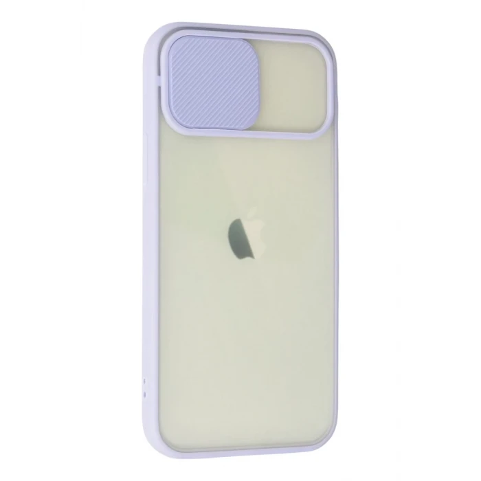 Newface Apple iPhone 12 Kılıf Palm Buzlu Kamera Sürgülü Silikon - Lila
