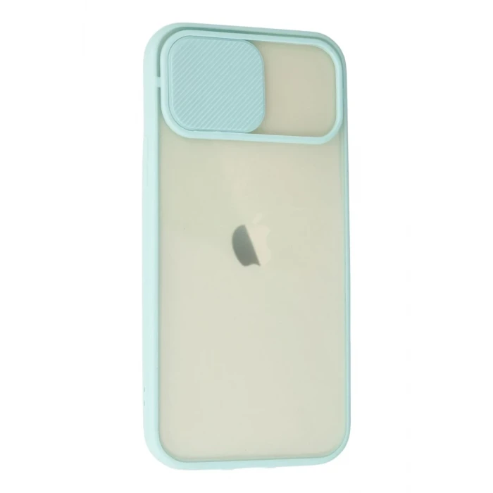 Newface Apple iPhone 12 Kılıf Palm Buzlu Kamera Sürgülü Silikon - Turkuaz