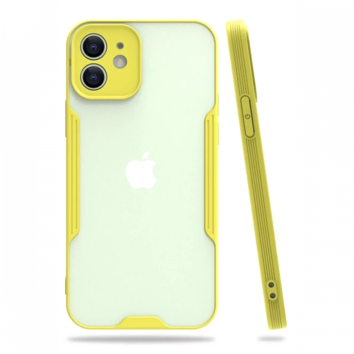 Newface Apple iPhone 12 Kılıf Platin Silikon - Sarı