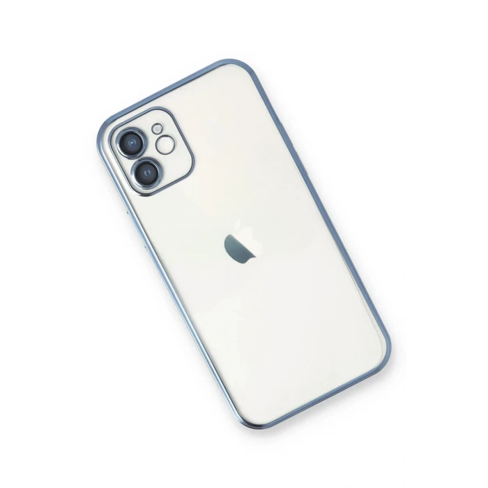Newface Apple iPhone 12 Kılıf Razer Lensli Silikon - Açık Mavi