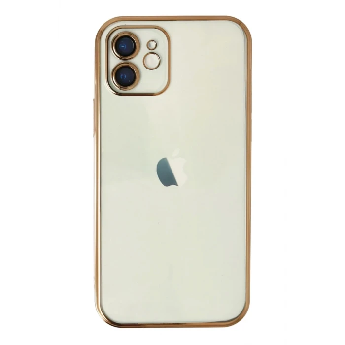Newface Apple iPhone 12 Kılıf Razer Lensli Silikon - Gold