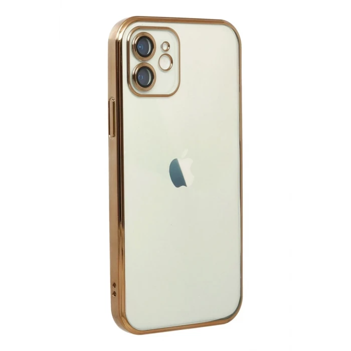 Newface Apple iPhone 12 Kılıf Razer Lensli Silikon - Gold