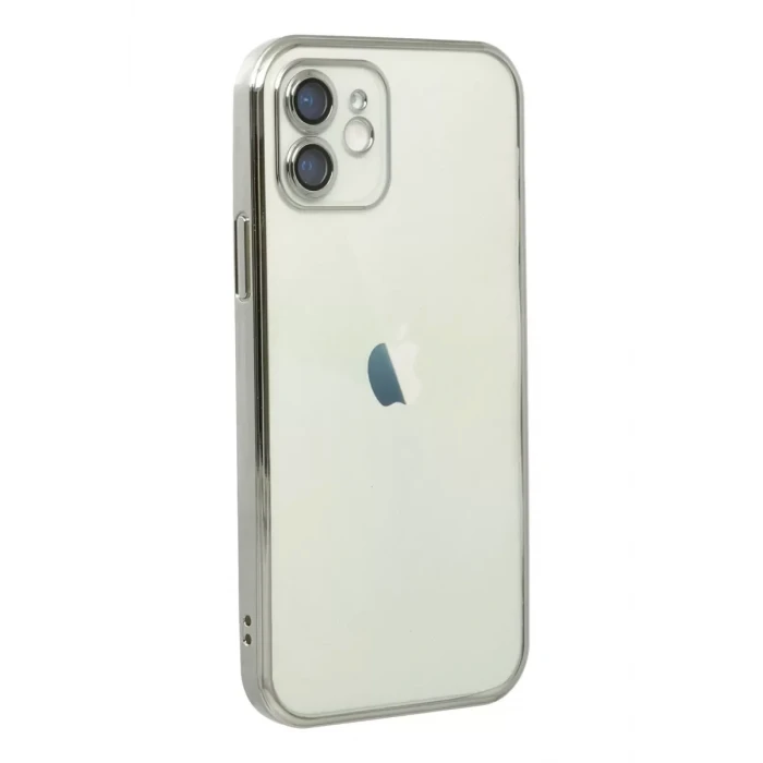 Newface Apple iPhone 12 Kılıf Razer Lensli Silikon - Gümüş