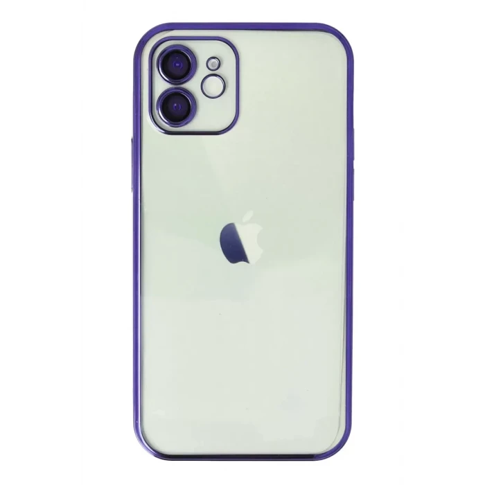 Newface Apple iPhone 12 Kılıf Razer Lensli Silikon - Mor