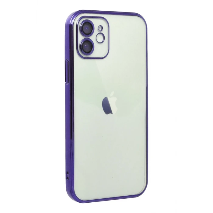 Newface Apple iPhone 12 Kılıf Razer Lensli Silikon - Mor