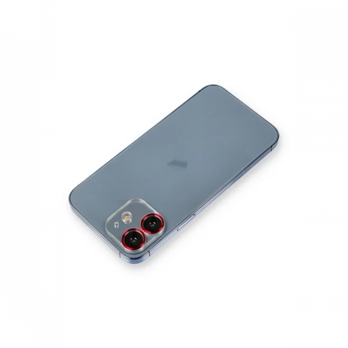 Newface Apple iPhone 12 Metal Kamera Lens Koruma Cam - Kırmızı