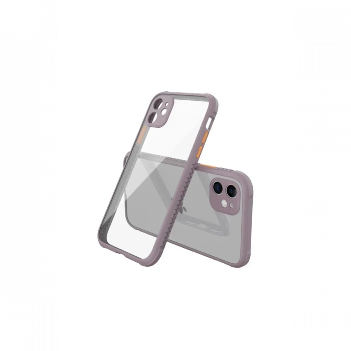 Newface Apple iPhone 12 Mini Kılıf Miami Şeffaf Silikon - Açık Mor