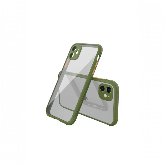 Newface Apple iPhone 12 Mini Kılıf Miami Şeffaf Silikon - Koyu Yeşil