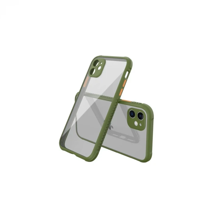 Newface Apple iPhone 12 Mini Kılıf Miami Şeffaf Silikon - Koyu Yeşil