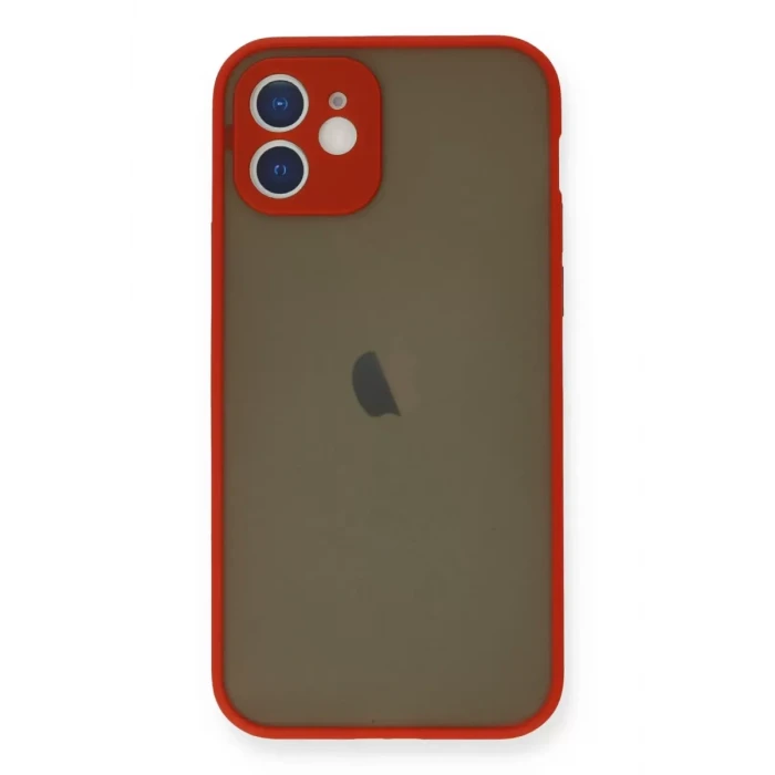Newface Apple iPhone 12 Mini Kılıf Montreal Silikon Kapak - Kırmızı