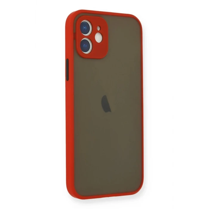 Newface Apple iPhone 12 Mini Kılıf Montreal Silikon Kapak - Kırmızı